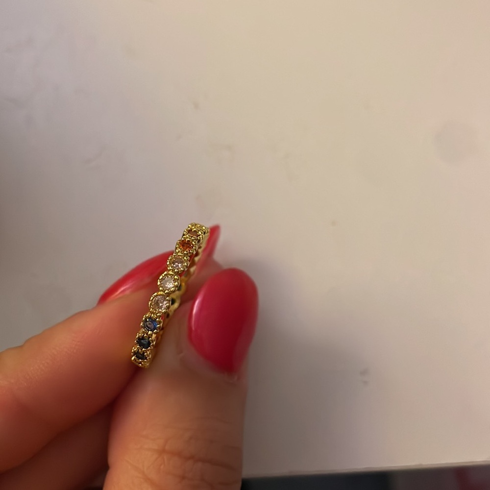 Multi Color Cubic Zirconia Ring - Picture 2 of 5